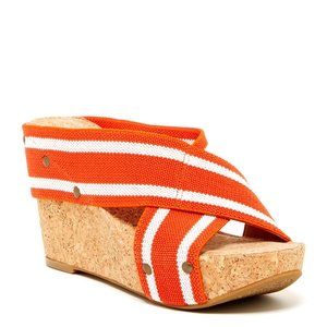 Lucky Brand Miller 2 Orange & White Wedge Sandals